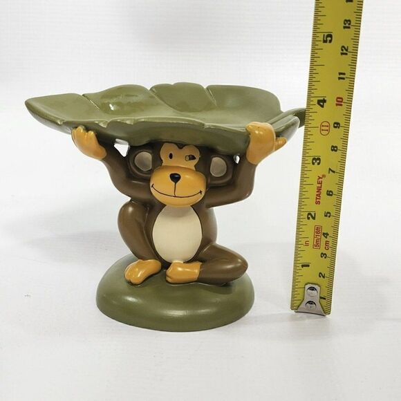 Toy 4" Monkey Holding Up A Leaf  Plastic Toy Decor - Picture 5 of 9